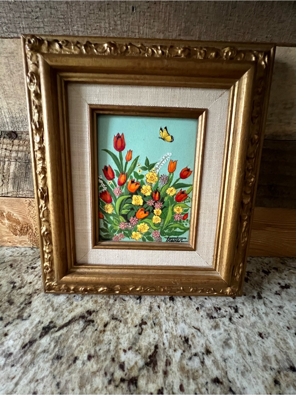 Gorgeous Framed Floral Art Print in Gold Frame - Trester